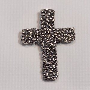 VNTG Brighton LOLA Floral Embossed Silver Cross Magnet